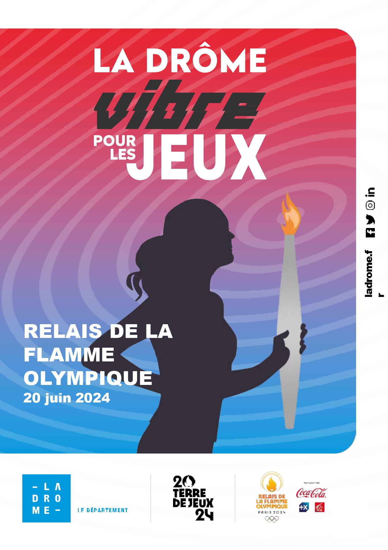 Passage de la flamme olympique en Drôme le 20 juin 2024